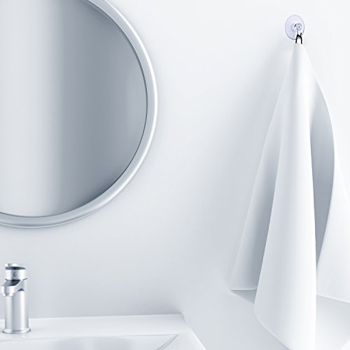 Mudder 24 Pcs Suction Cup Hooks Wall Clear Suction Cups with Metal Hooks Window Hangers for Glass Wall Towel Hangers Supplies Bathroom Glass Kitchen Decorations,3 lbs (45 mm)