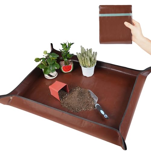 39.5"x 31.5" Large Repotting Mat for House Plant Transplanting and Potting Soil Control Portable Gardening Tray Plant Gifts for Plant Lovers - color: Brown, size: Large 39.5" x 31.5"