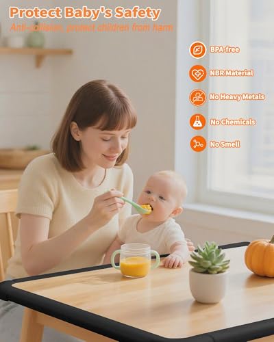 Edge Corner Protector Baby Proofing, 6.56FT 0.6'' Thicken L-Shape Furniture Fireplace Safety Bumper Guard with 6 Corners, Pre-Taped, Soft NBR Rubber Foam, Table Edge Protector for Baby (Black) - color: Black, size: 0.6''Th (6.56ft)