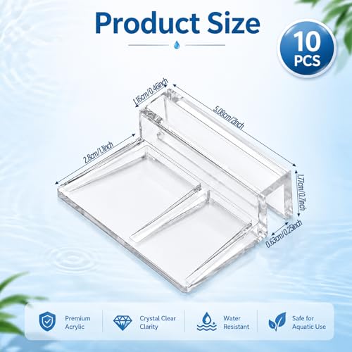 10 Pack Transparent Aquarium Lid Clips 6.3mm Aquarium Cover Bracket Rimless Fish Tank Glass Cover top Support Acrylic and Glass Aquariums top Clips Aquariums Hood Holder Plastic Fish Tank Covers