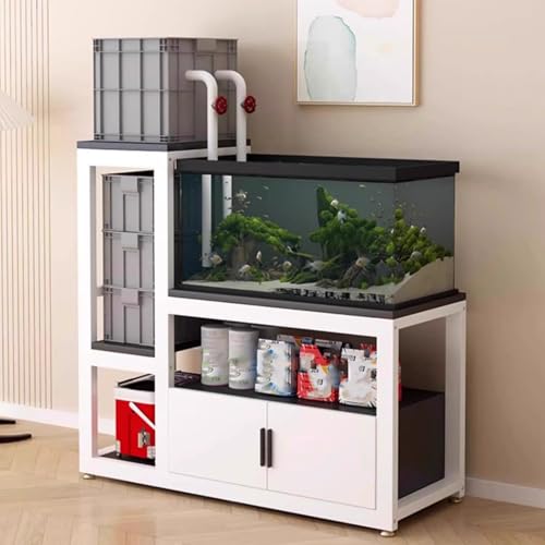 Fish Tank Stand,Sturdy Black Aquarium Stand for 150cm Tanks, Turtle Terrarium Rack with Storage, Steel Frame & Non-Slip Pads, Perfect for Living Room & Office Use - color: Black, size: 150cm/59.1in