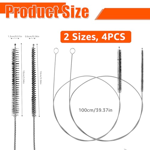 4PCS Tube Cleaner Brush 39 Inches Extra Long Straw Cleaner Brush with Soft Nylon Bristle for Cleaning Straw, Kegerator, Feeding Tube, Line, and Pump （Black） - color: 4pcs-black