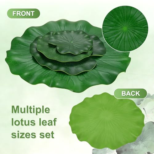 M METERXITY 1-Set Artificial Floating Foam Lotus Flower with Water Lily Pad, 4/7/11 Inch Fake Lotus Flowers Water Lilies for Pool/Fountain/Garden Decor, Pond Plants Ornaments [Cream White] - color: Cream White, size: 6.7/3.9 Inch