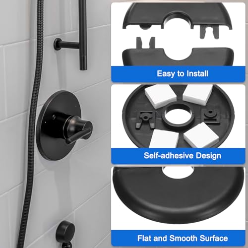 uxcell 4pcs Wall Split Flange 95mm / 3.7" OD Escutcheon Plate ABS Round Self-Adhesive Plumbing Cover Plates for 33mm / 1.3" Dia Water Pipe Faucet Decoration Accessories, Black - color: Black, size: 33mm