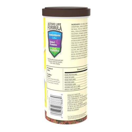 TetraMin® Tropical Flakes Nutritionally Balanced Diet for Tropical Aquarium Fish, Fish Food for Tropical Fish, 8.81 Ounces - size: 8.81 Ounce (Pack of 1)