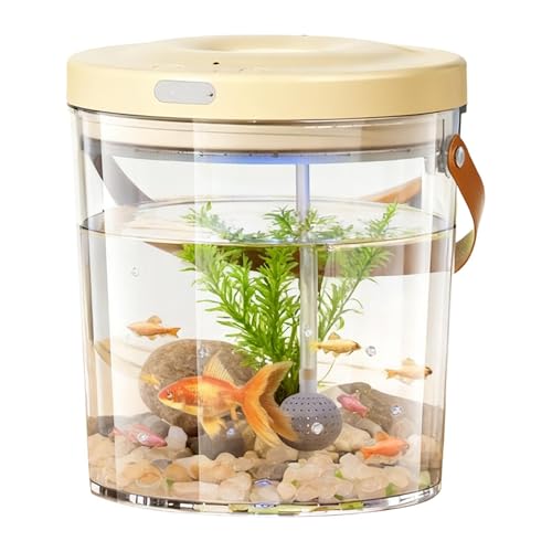 Portable Fish Tank - with Light Quiet Oxygen Circulation Clear Bowl,2000mAh Tiny Fish Tank - for Bait Fishing Kids Indoor Outdoor Sensory Play Reptile