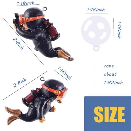 2-Pack Tank Decorations, Cute Little Diver, Aquarium Decoration Accessories Ornaments with Float Ball, Playmate for Tank Suitable for All Kinds of Fish and Tanks (Black) - color: Black