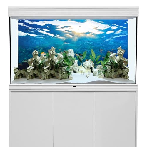 YongFoto Ocean Theme Fish Tank Background 36x20 inch Seaweed Coral Reef Rock Seafloor Tropical Fish Underwater Sea World Polyester Backdrop Reptile Habitat Terrarium Aquarium Background - color: Underwater 1, size: 36x20inches