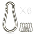 sprookber Stainless Steel Spring Snap Hook Carabiner - 304 Stainless Steel Caribeener Clips, Set of 6 - size: 4.7 Inch