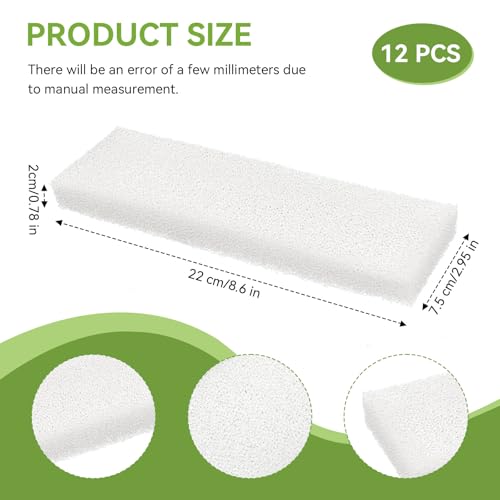 12-Pack A-222 Foam Filter Pads Inserts Compatible With Hagen Fluval 204, 205, 206, 207, 304, 305, 306, 307 Filtration Systems Sponge, Aquarium Bio Sponge Replacement for Fluval Foam Filter, White