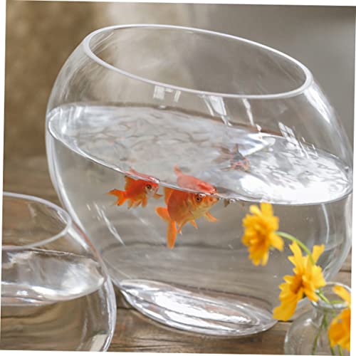 Transparent Fish Tank Desktop Aquarium Delicate Shape for Home Office Decor Space-Saving Design for Betta Fish - size: 19.5X16cm