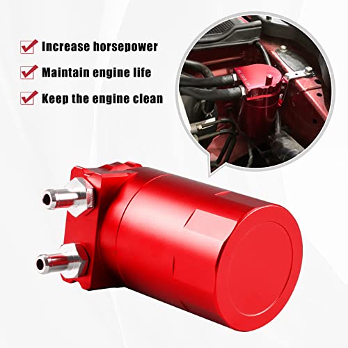 RULLINE Universal 350ml Reservoir Tank Oil Catch Can Tank 0046 Aluminum Polish Baffled Reservoir with Bracket Red - color: Red, size: Upgraded version with bracket