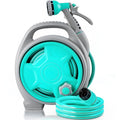 50FT Retractable Garden Hose Reel, Lightweight & Portable Hose Reel with 6 Patterns Spray Nozzle, Suitable for US Standard Hose Connection - color: Blue