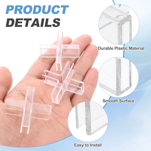uxcell 24Pcs Plastic Glass Connector, Suitable for 4mm Thick Cross Shaped Glass to Glass Clamp, Fixing Bracket Rimless Clip Holder for Aquarium Fish Tank Display Shelves, Transparent - color: Transparent, size: 4mm