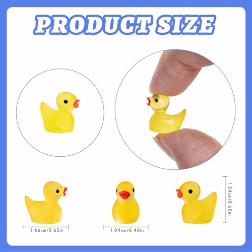 100 Pieces Mini Resin Luminous Ducks Yellow Tiny Duckies for Miniature Dollhouse Decor Accessories Garden Aquarium Miniature Characters Fairy Garden Potted DIY Ornament Party - style: The Yellow Duck 100PC