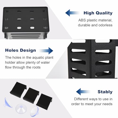 2Pack Aquarium Plant Holder Hanging Aquarium Planters with Hooks and Suction Cups Aquarium Planter Cups Fish Tank Plant Holders for Aquatic Plant Cultivation, Aquascape Decoration - color: 2Pack