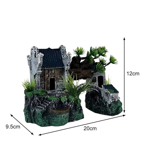 Resin Castle Decorations Chinese Landscape House Model Resin Fish Tank Decoration Traditional Castle Aquarium Ornament Simulation - color: A, size: 1.0*1.0*1.0
