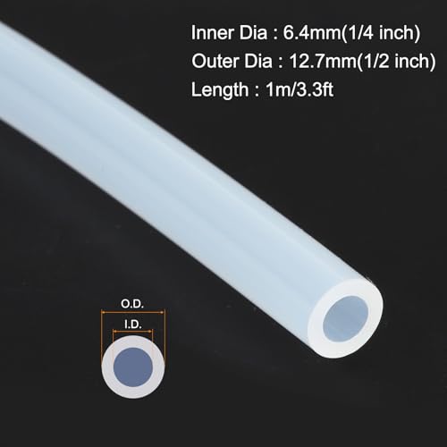 MECCANIXITY 3.3ft Clear Silicone Rubber Tubing 1/4" ID 1/2" OD Plastic Tube Flexible Air Hose for Brewing, Wine Making, Pump Siphon, 6.4mm x 12.7mm, with 2pcs Clamps - color: Clear, size: 1/4" x 1/2"