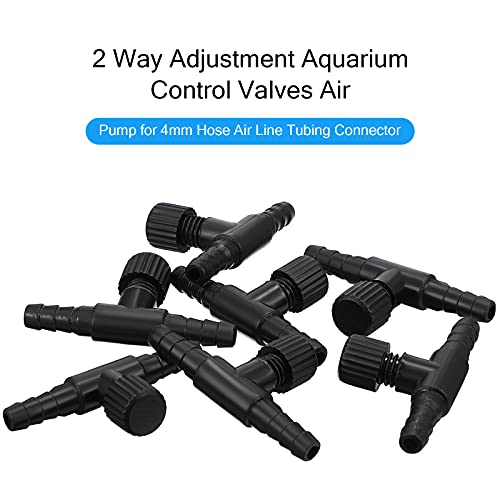 Honoson 30 Pieces Aquarium Air Control Valve T Shaped Air Pump Control Valves Single Way Plastic Flow Regulator for 4 mm Hose Line Tubing Connector(Black) - color: Black