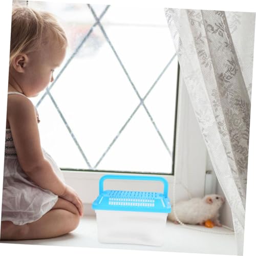 Mikikit Portable Transparent Turtle Tank Small Reptile Habitat Feeding Box with Hollowed Lid for Goldfish and Tortoises Easy to pet Carrier for Fish and Reptiles
