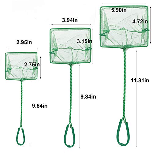 3PCS Aquarium Fish Net Fine Mesh Net Quick Catch Nets Nylon Fishing Nets with Long Plastic Handle for Fish Tank, Green, 3in 4in 6in - style: Classic