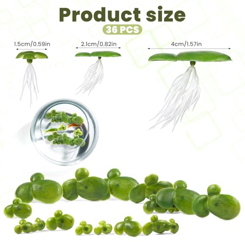Skrfren 36 Pack Artificial Mini Duckweed with Root, Artificial Floating Plant Plastic Aquarium Simulation Floating Plants for Aquarium Tank Decor