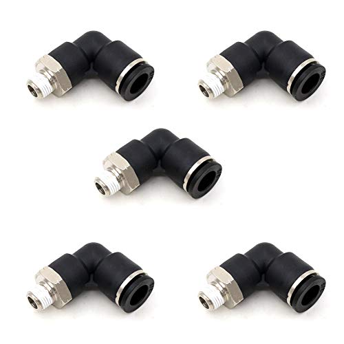 3/8 OD Tubing Push to Connect Air Fittings - 3/8" OD x 1/8" NPT 90 Degree Male Push Lock Fittings - 5 Packs - size: 3/8" OD X 1/8" MNPT