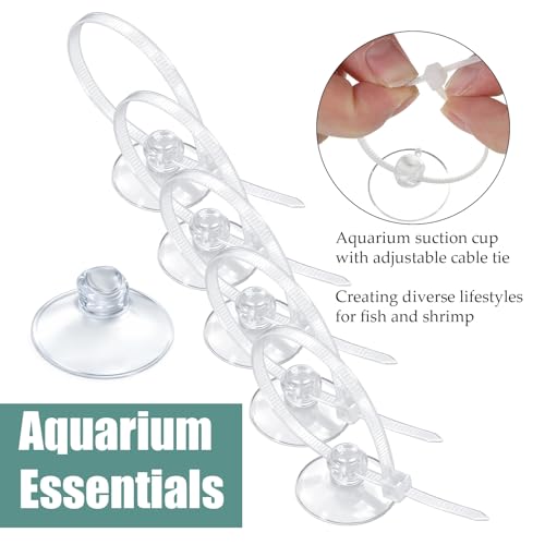 Thinp 30 Pcs Aquarium Suction Cups with 30 Pcs Adjustable Cable Ties, Clear Fish Tank Suctions Cups-Small Suction Cups for Aquarium Plants Planter Moss Shrimp Nest