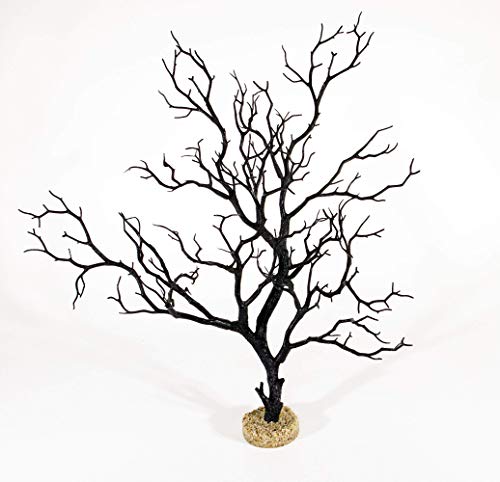 CURRENT USA Black Manzanita Branch 22-inch Tall with Weighted Base | Tree Branches Molded Aquarium Decor Decoration Fake Artificial Fish Tank Ornament for Freshwater or Saltwater (7817) - color: Black