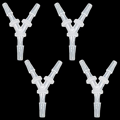 1/8" Hose Barb Fitting Equal Barbed Y Shaped 3 Way plastic Tubing Joint Splicer Mender Adapter Union for Oxygen Tubing Pipe Household Fuel Gas Liquid Air (Pack of 4) - size: 1/8 Inch