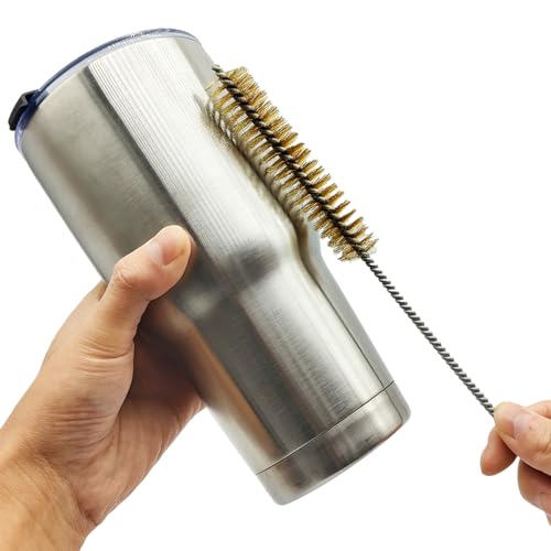 7 Pcs Brass Wire Tube Brushes Bottle Brush Set,11Inch Long Wire Brass Brushes for Cleaning,Wire Pipe Cleaner Bore Brush Deep Cleaning for Tubes,Bottle,Keyboards,Glass, Gold