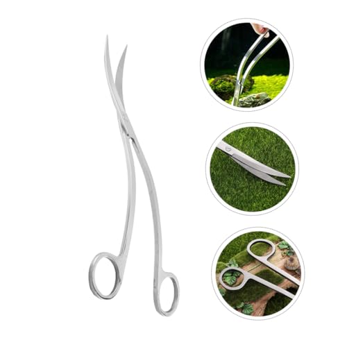 Yardwe Ergonomic Design Stainless Steel Aquarium Wave Scissor for Low-growing Plant Trimming Aquarium Tools