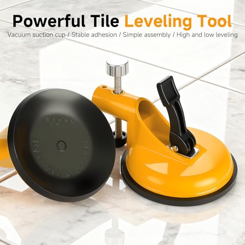 Granite Marble Countertop Seam Leveling Tool, Adjustable Vacuum Suction Clamp Set for Stone Slab Installation and Repair, Professional Gap Adjustment Kit Yellow Rubber