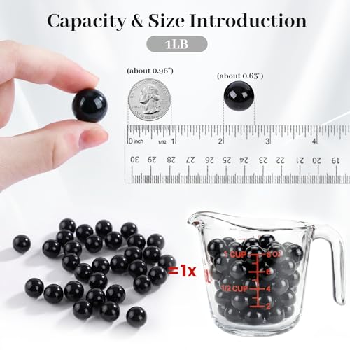 DomeStar 1LB Glass Marbles Bulk, Marbles for Vases 0.63 Inch Vase Fillers Black Glass Beads for Home Decor - color: Black