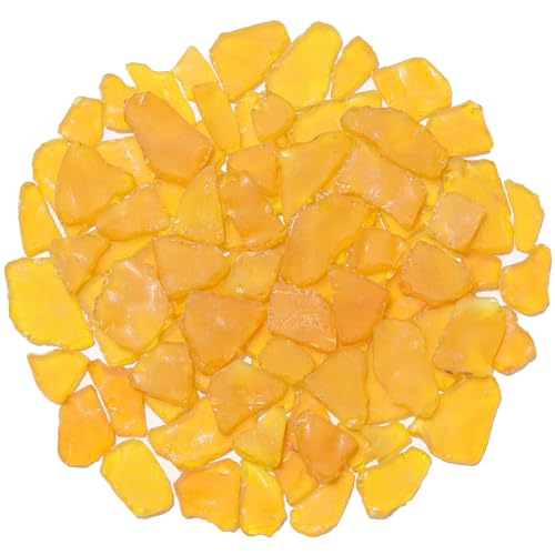 QYGL Sea Glass for Crafts - 14oz Yellow Frosted Seaglass Pieces - Vase Filler and Aquarium Ornament, DIY Craft Supplies for Art, Beach Weddings, and Home Decor - color: Yellow