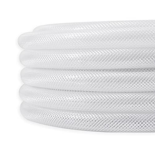 DAVCO 3/4" ID × 25 ft Clear Braided Plastic Vinyl Tubing Flexible High Pressure Reinforced PVC Hose - size: 3/4"ID, style: 25 Feet