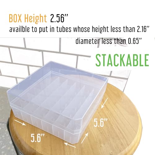36 Piece Small 5ml Graduated Vials with Storage Box Rack, Leakproof Aquarium Water Test Tube Replacement Liquid Sample Vial Holder Container for Seed Bead Small Screw Tiny Stone