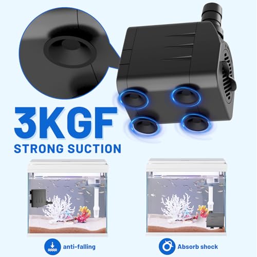 Submersible Water Pump, Ultra Quiet 400GPH(1500L/H,25W) Fountain Pump with Over Heating Protection 6.5ft High Lift, Pond Pump for Fish Tank, Pond, Aquarium, Statuary, Hydroponics