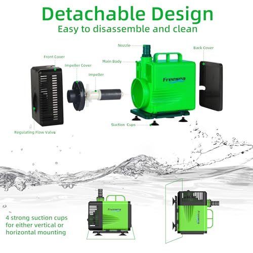 FREESEA Submersible Water Pump for Pond: 1350GPH 150W Fountain Pump with 6.6ft Tubing for Aquarium Fish Tank Waterfall Hydropoic - size: 150W/1350GPH