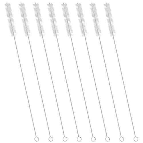 Drinking Straw Cleaning Brushes Set 12" Extra Long 12mm Extra Wide Pipe Tube Cleaner Nylon Bristles Stainless Steel Handle - 12" x 1/2" (12mm) - Set of 8