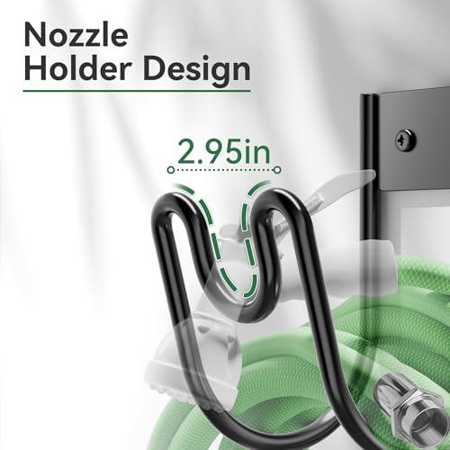 Black Metal Garden Hose Holder - Wall Mounted Water Hose Holder - Hose Hanger Heavy Duty for Water Hose Extension Cords Vacuum Hose (2 Pack) - size: 2 Pack