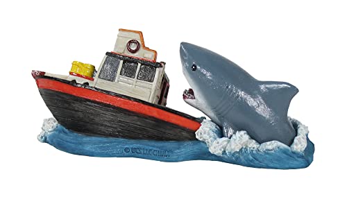 Penn-Plax Jaws Officially Licensed Aquarium Decoration – Boat Attack – Safe for Freshwater and Saltwater Fish Tanks – Small - style: Boat Attack