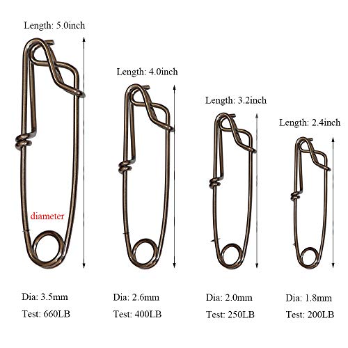 5pcs Longline Fishing Snap Clips Stainless Steel Floatline Tuna Clips 4 Sizes - size: 2.6mmx4.0inch-5pcs