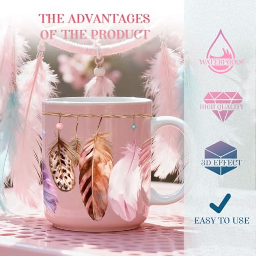10 Sheets Dreamcatcher UV DTF Cup Wrap for 16OZ Glass, 4.3 x 9.4 Inch Dream Catcher UV DTF Transfer Stickers Waterproof Rub on Transfer Decals for Glass Bottle Vase Furniture Crafts - style: Dreamcatche