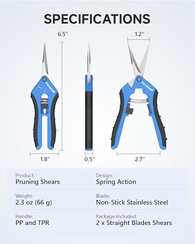 Fondwell 6.5" Garden Shears Trim Scissors: 2 Pack of Pruning Shears for Gardening - Ultra Sharp Garden Clippers with Straight Blades - style: 6.5" Straight*2