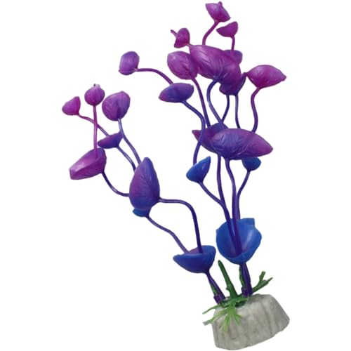 4 Pcs Green Artificial Plastic Plants Fish Tank Plants Fish Aquarium Decoration (Purple) - color: Purple
