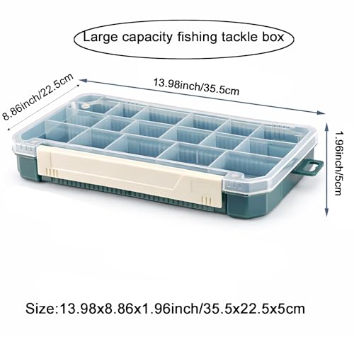 2 Pack Aventik Super Large Fishing 3700Tackle Box – Portable DIY Insert Dividers, Sturdy Transparent PP Case for Lure & Gear Storage (13.98” x 8.86” x 1.89”) - color: Gray