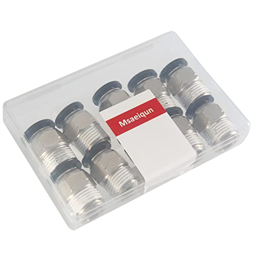 3/8 Air hose fittings, Push to Connect Air fittings Male Straight 3/8 Inch Tube OD x 3/8 NPT Thread Fitting (Pack of 10) - size: OD 3/8 - NPT 3/8, style: Male thread