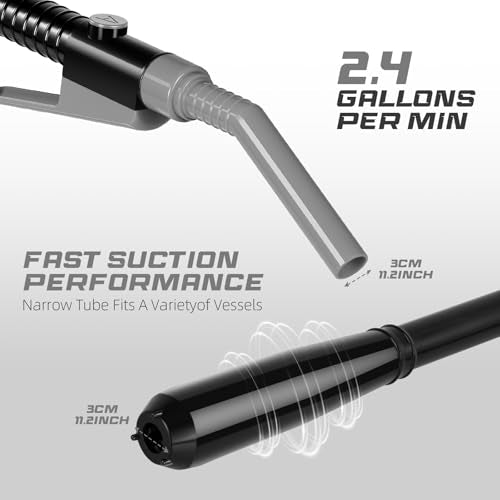 Portable Transfer Pump Battery Operated Electric Siphon Pump for Gas, Fuel, Diesel, Water Transfer 2.4 GPM Flow Oil Extractor, 47 Inches Hose-Easy to Use Hand Fuel Pump, Multi-Use Transfer Pump(Grey) - size: 1 Pack Grey 2