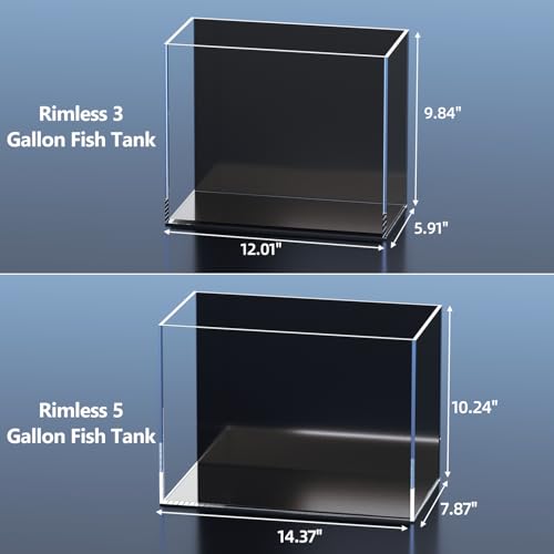 3 Gallon Fish Tank Aquarium Kit with HOB Filter, LED Light with Timer, Lid, Siphon Vacuum Cleaner, Self Cleaning Glass Rimless Betta Tank - size: 3 Gallon